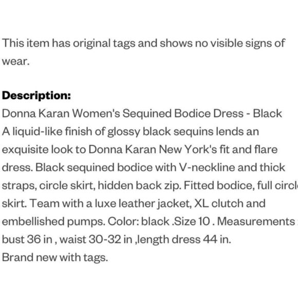 Donna Karan black sequin Bodice Flare Dress Sz 10 - Picture 15 of 15